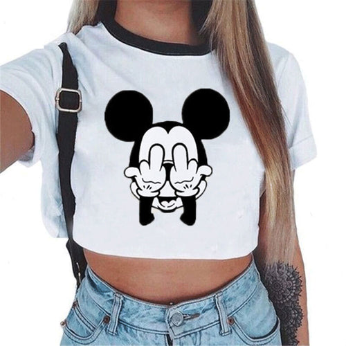 Harajuku T Shirt Women Kawaii Women Vogue White Crop Tops Sexy Short Sleeve T-shirt Cute Tee Shirt Femme Cropped Tumblr Clothes