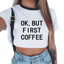 Load image into Gallery viewer, Harajuku T Shirt Women Kawaii Women Vogue White Crop Tops Sexy Short Sleeve T-shirt Cute Tee Shirt Femme Cropped Tumblr Clothes