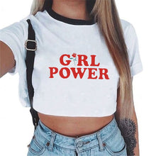 Load image into Gallery viewer, Harajuku T Shirt Women Kawaii Women Vogue White Crop Tops Sexy Short Sleeve T-shirt Cute Tee Shirt Femme Cropped Tumblr Clothes