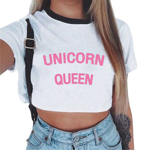 Harajuku T Shirt Women Kawaii Women Vogue White Crop Tops Sexy Short Sleeve T-shirt Cute Tee Shirt Femme Cropped Tumblr Clothes