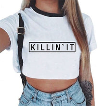 Load image into Gallery viewer, Harajuku T Shirt Women Kawaii Women Vogue White Crop Tops Sexy Short Sleeve T-shirt Cute Tee Shirt Femme Cropped Tumblr Clothes