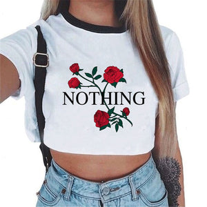 Harajuku T Shirt Women Kawaii Women Vogue White Crop Tops Sexy Short Sleeve T-shirt Cute Tee Shirt Femme Cropped Tumblr Clothes